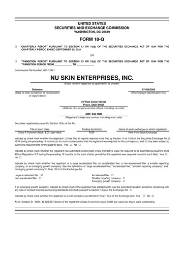 Thumbnail Nu Skin 10-Q Quarterly Report FY2021 
