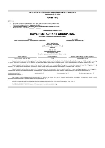 Thumbnail Rave Restaurant Group 10-Q Quarterly Report FY 