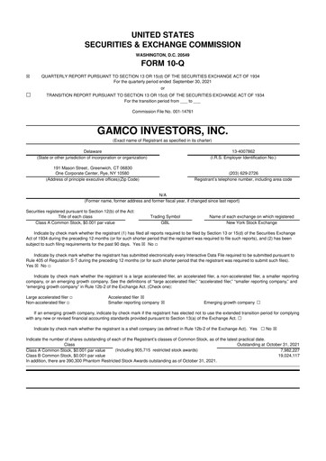 Thumbnail GAMCO Investors
 10-Q Quarterly Report FY2021 