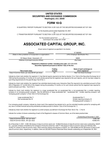 Thumbnail Associated Capital Group 10-Q Quarterly Report FY2021 