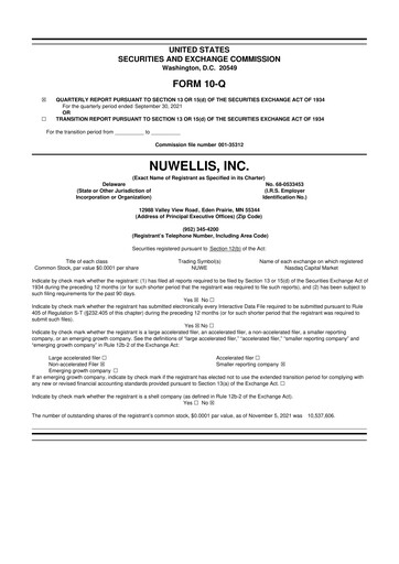Thumbnail Nuwellis 10-Q Quarterly Report FY2021 