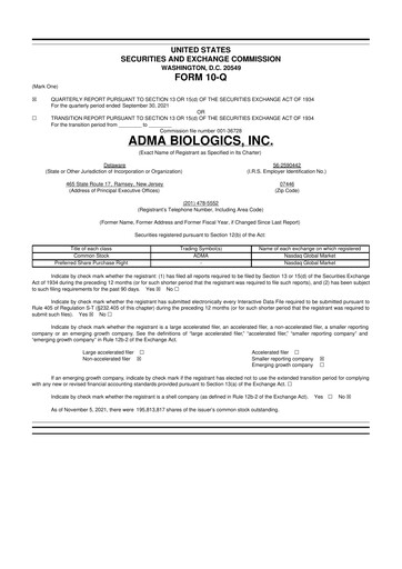 Thumbnail ADMA Biologics
 10-Q Quarterly Report FY2021 