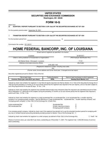 Thumbnail Home Federal Bancorp (HFB Bank) 10-Q Quarterly Report FY2022 