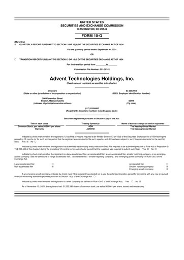 Thumbnail Advent Technologies 10-Q Quarterly Report FY2021 