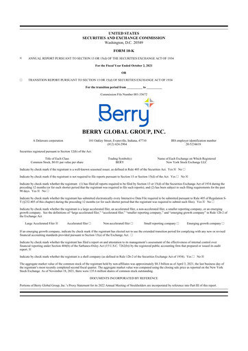 Thumbnail Berry Global
 10-K Annual Report 2021