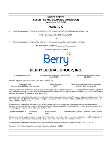Thumbnail Berry Global
 10-Q Quarterly Report FY2022 
