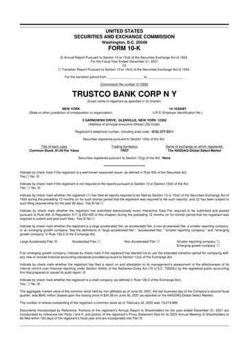 Miniature Trustco Bank 10-K Rapport annuel 
