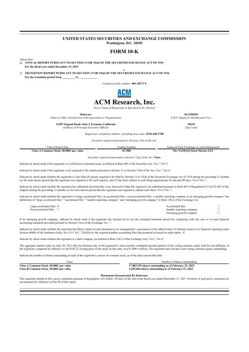 Thumbnail ACM Research
 10-K Annual Report 2021