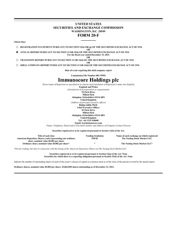 Vorschaubild Immunocore 20-F Jahresbericht 2021
