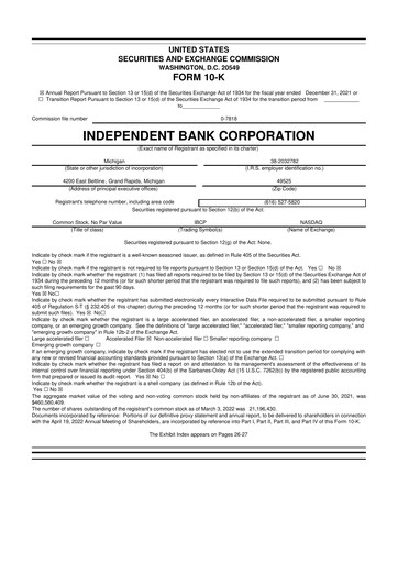 Thumbnail Independent Bank Corporation 10-K Annual Report 