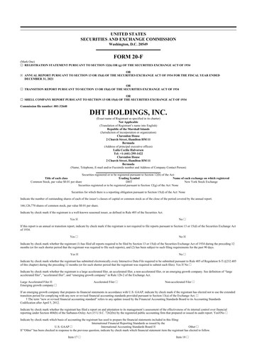 Thumbnail DHT Holdings 20-F Annual Report 2021