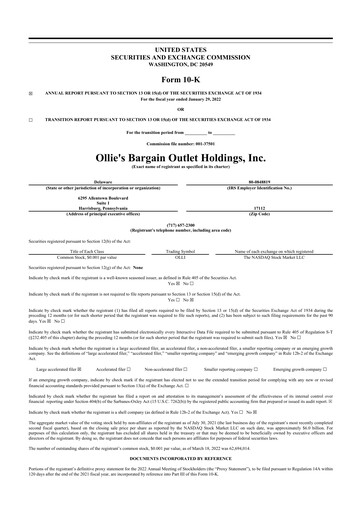 Thumbnail Ollie's Bargain Outlet
 10-K Annual Report 2021