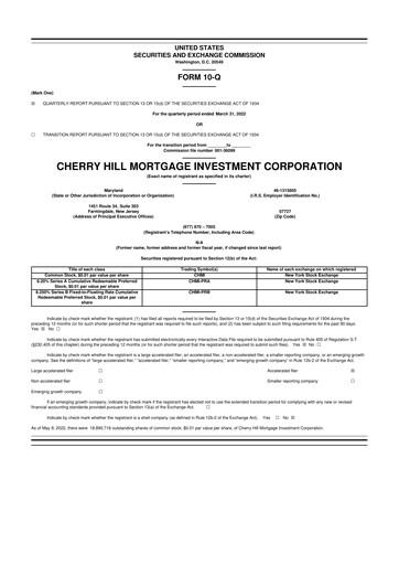 Thumbnail Cherry Hill Mortgage Investment 10-Q Quarterly Report FY2022 