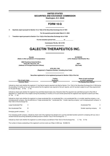 Vorschaubild Galectin Therapeutics 10-Q Quartalsbericht 2022 