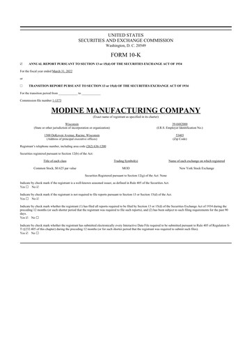Thumbnail Modine Manufacturing
 10-K Annual Report 2022