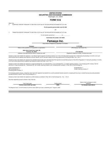 Thumbnail Femasys 10-Q Quarterly Report FY2022 