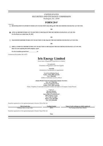 Thumbnail IREN (Iris Energy) 20-F Annual Report 2022