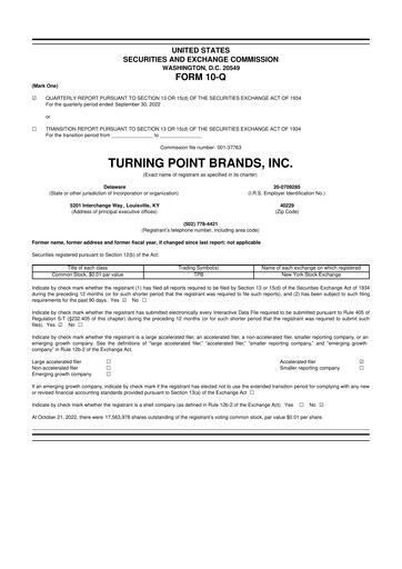 Thumbnail Turning Point Brands 10-Q Quarterly Report FY2022 