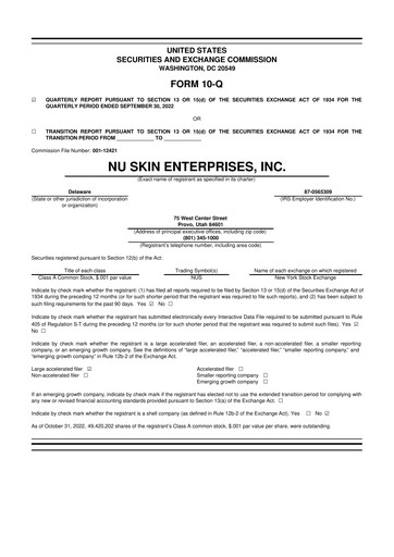 Thumbnail Nu Skin 10-Q Quarterly Report FY2022 