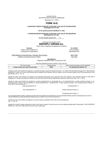 Miniature Dentsply Sirona
 10-Q Rapport trimestriel 2022 