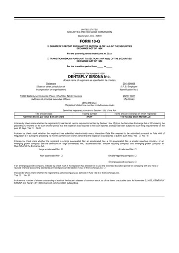 Miniature Dentsply Sirona
 10-Q Rapport trimestriel 2022 