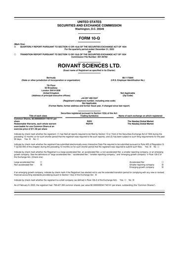 Thumbnail Roivant Sciences 10-Q Quarterly Report FY2022 
