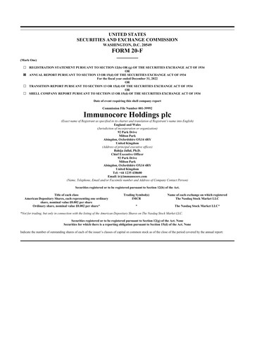 Vorschaubild Immunocore 20-F Jahresbericht 2022