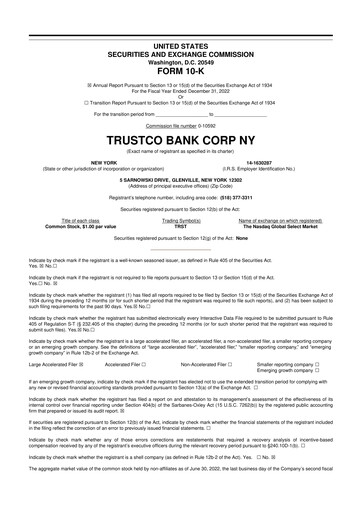 Miniature Trustco Bank 10-K Rapport annuel 2022