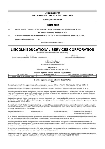 Miniature Lincoln Educational Services 10-K Rapport annuel 2022