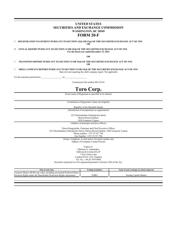 Thumbnail Toro Corp. 20-F Annual Report 2022