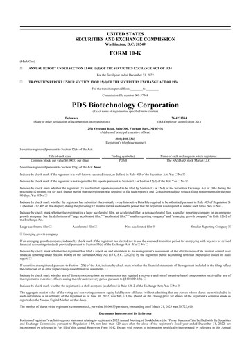 Thumbnail PDS Biotechnology
 10-K Annual Report 2022