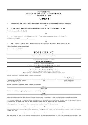 Vorschaubild Top Ships 20-F Jahresbericht 2022