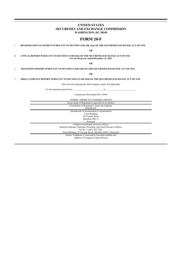 Thumbnail Nordic American Tankers 20-F Annual Report 2022