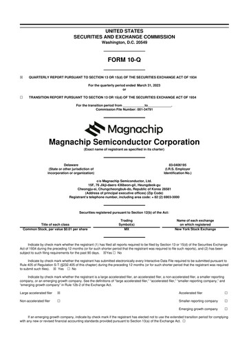 Miniature Magnachip Semiconductor 10-Q Rapport trimestriel 2023 