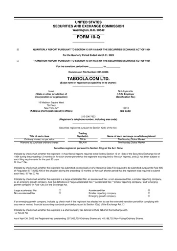 Vorschaubild Taboola.com 10-Q Quartalsbericht 2023 