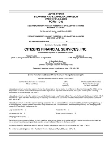 Vorschaubild Citizens Financial Services 10-Q Quartalsbericht 2023 