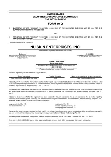 Thumbnail Nu Skin 10-Q Quarterly Report FY2023 