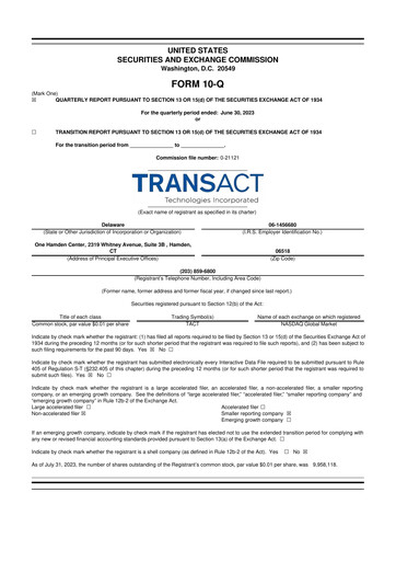 Thumbnail TransAct Technologies 10-Q Quarterly Report FY2023 