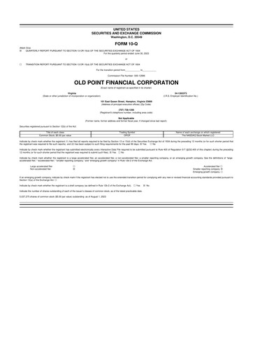 Thumbnail Old Point Financial 10-Q Quarterly Report FY2023 