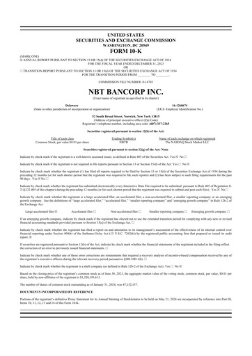 Thumbnail NBT Bancorp 10-K Annual Report 2023