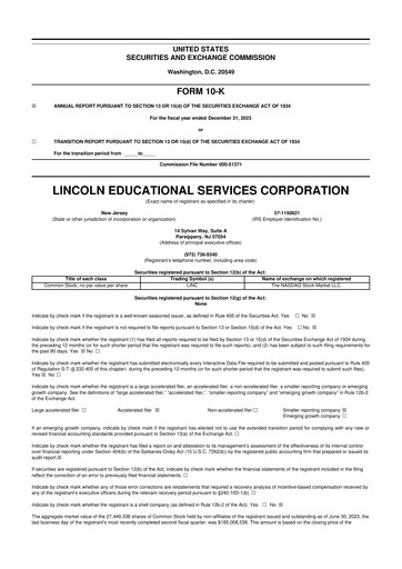 Miniature Lincoln Educational Services 10-K Rapport annuel 2023