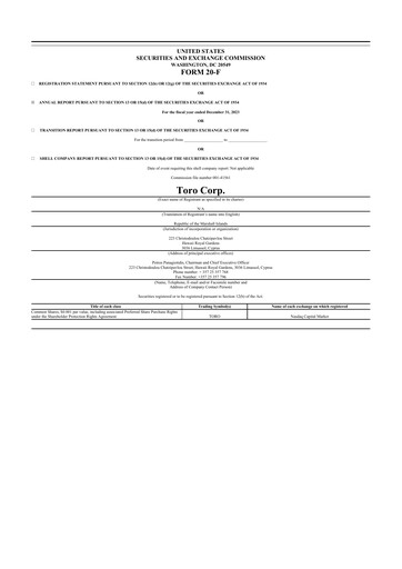 Thumbnail Toro Corp. 20-F Annual Report 2023