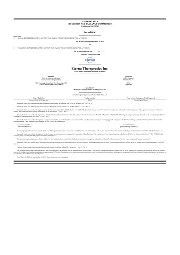 Thumbnail Eterna Therapeutics 10-K Annual Report 2023