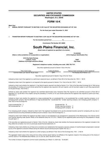 Thumbnail South Plains Financial 10-K Annual Report 2023