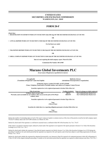 Thumbnail Murano Global Investments 20-F Annual Report 