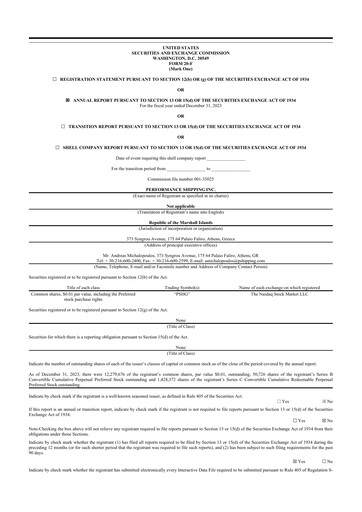 Miniature Performance Shipping
 20-F Rapport annuel 2023
