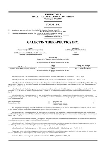Thumbnail Galectin Therapeutics 10-K Annual Report 2023