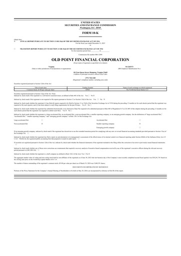 Thumbnail Old Point Financial 10-K Annual Report 2023