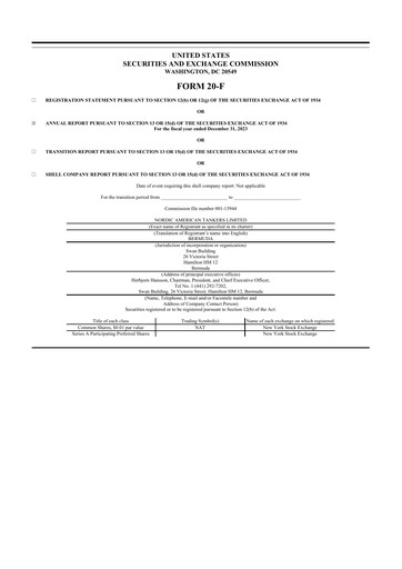 Thumbnail Nordic American Tankers 20-F Annual Report 2023