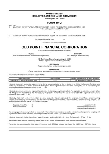 Thumbnail Old Point Financial 10-Q Quarterly Report FY2024 